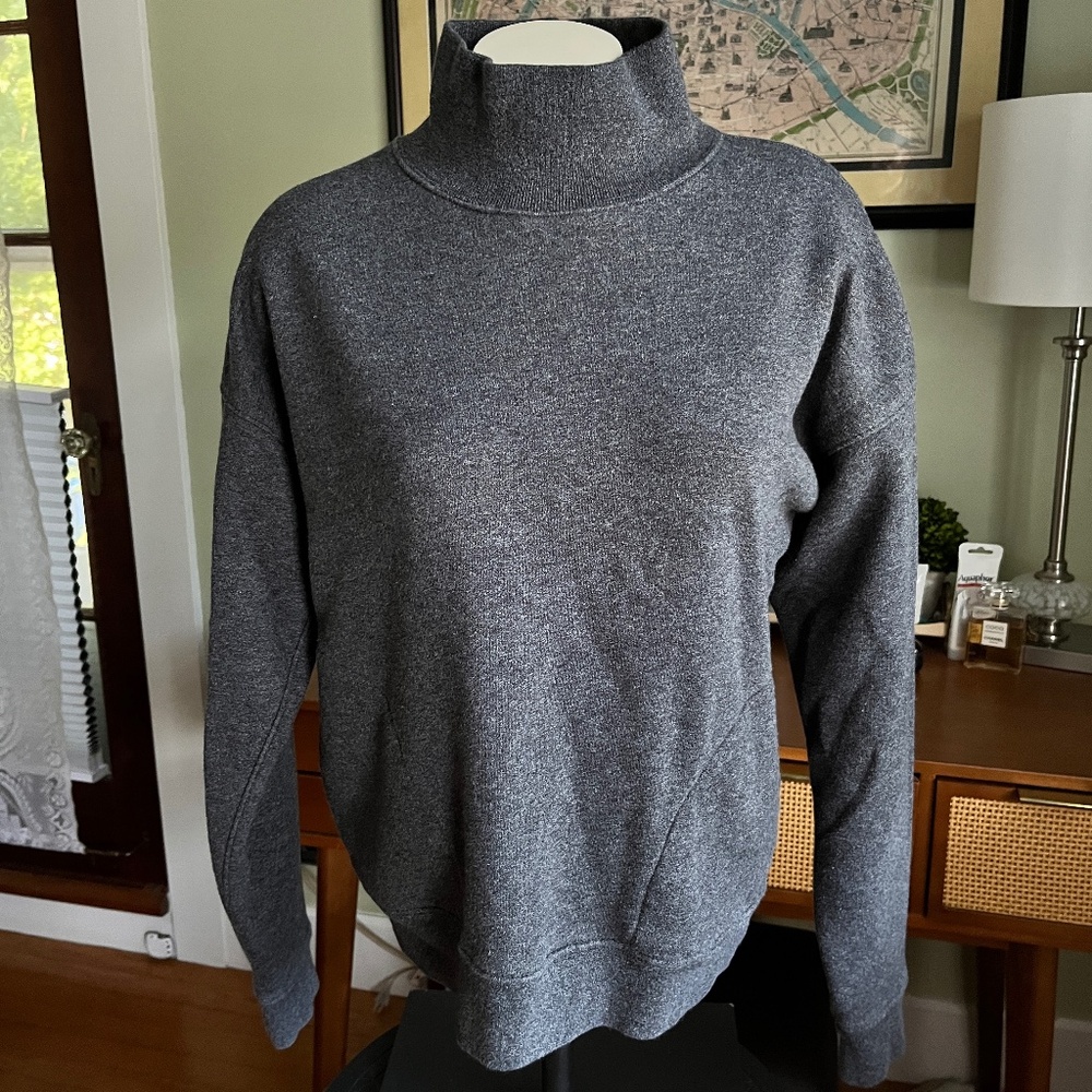 TNA Aritzia Dark Gray Pullover Sweatshirt High-neck, pockets
